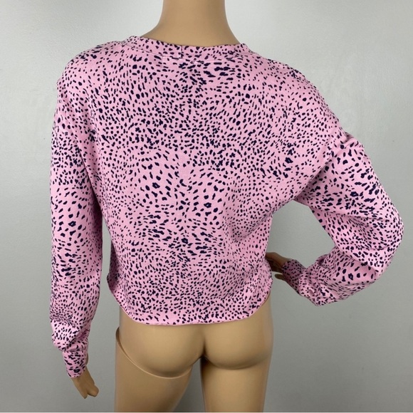 NEW MONROW PINK CHEETAH PRINT CUTOFF SWEATSHIRT - Picture 6 of 7